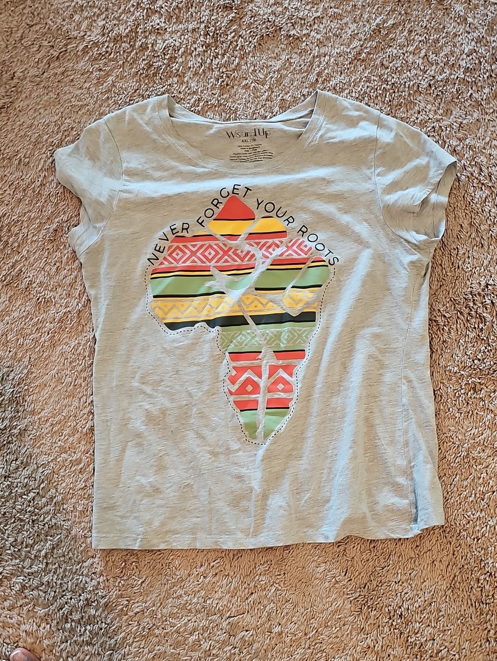 Never Forget Your Roots Women Graphic Tee - Multicolor Africa Print